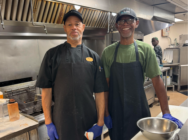 Guest services desk with fall decor